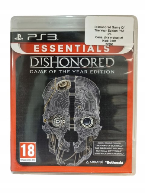 Dishonored Game of the Year Edition PS3 PlayStation 3 Gra na Płycie