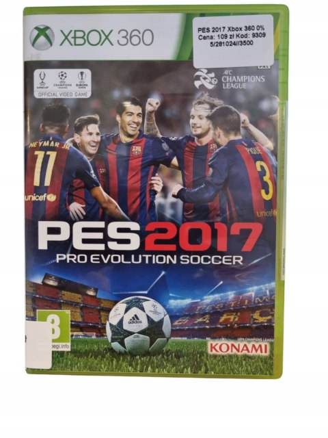 PES 2017 Microsoft Xbox 360 Gra na Płycie