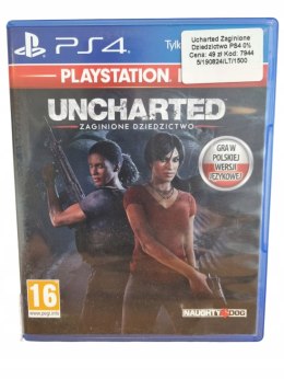 UNCHARTED ZAGINIONE DZIEDZICTWO PS4 PLAYSTATION 4 GRA NA PŁYCIE