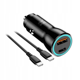 Ładowarka samochodowa Blue Star USB C + USB A QC3.0 PD AFC PPS 3A 30W + kabel USB C do USB C czarna