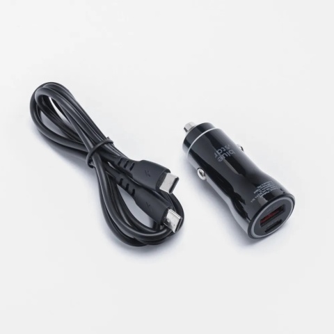Ładowarka samochodowa Blue Star USB C + USB A QC3.0 PD AFC PPS 3A 30W + kabel USB C do USB C czarna