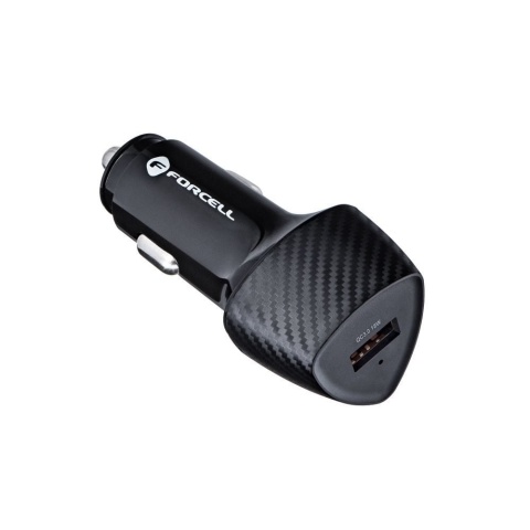 Ładowarka samochodowa Forcell F-Energy Carbon USB A QC3.0 3A 18W CC50-1A czarna