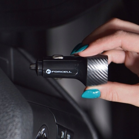 Ładowarka samochodowa Forcell F-Energy Carbon USB A QC3.0 3A 18W CC50-1A czarna