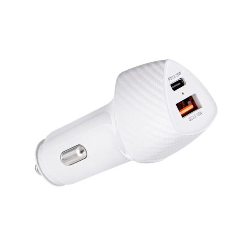 Ładowarka samochodowa Forcell F-Energy Carbon USB C + USB A QC3.0 PD 3A 38W CC50-1A1C biała
