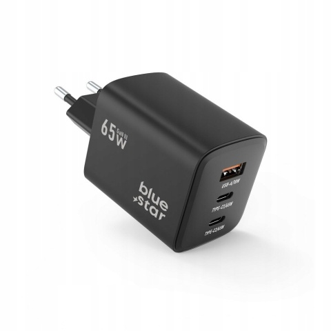 Ładowarka sieciowa do telefonu Blue Star GaN 2 x USB C + USB A QC4.0 PD 4A 65W VT-43 czarna