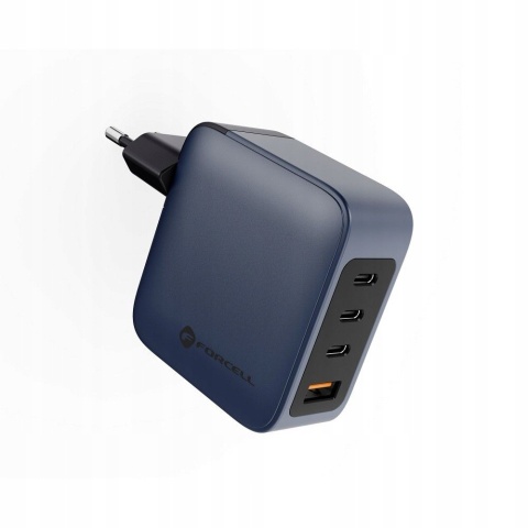 Ładowarka sieciowa do telefonu Forcell F-Energy GaN 3 x USB C + USB A QC4.0 PD 5A 100W VT-46 szara