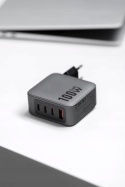 Ładowarka sieciowa do telefonu Forcell F-Energy GaN 3 x USB C + USB A QC4.0 PD 5A 100W VT-46 szara