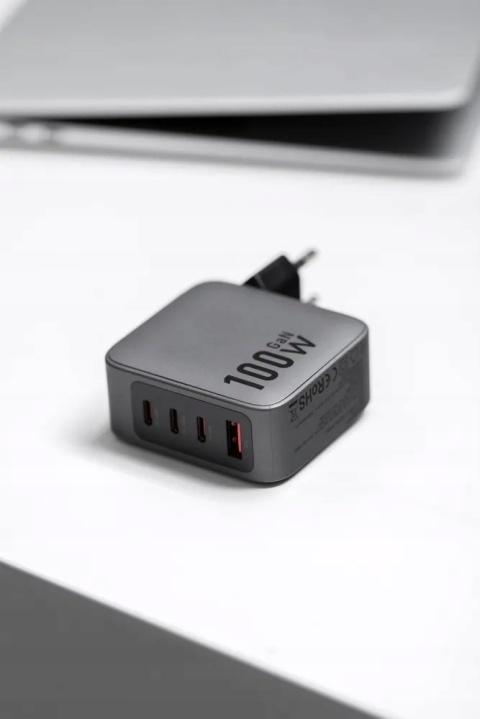 Ładowarka sieciowa do telefonu Forcell F-Energy GaN 3 x USB C + USB A QC4.0 PD 5A 100W VT-46 szara