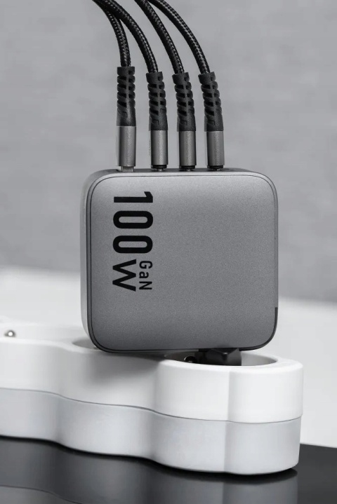 Ładowarka sieciowa do telefonu Forcell F-Energy GaN 3 x USB C + USB A QC4.0 PD 5A 100W VT-46 szara