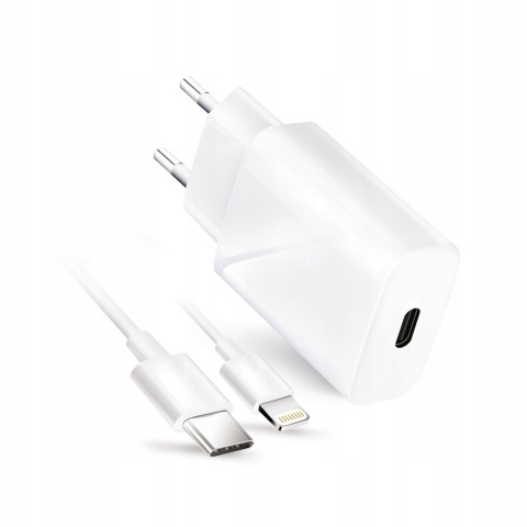 Ładowarka sieciowa do telefonu Forcell F-Energy USB C QC4.0 PD 3A 20W + kabel USB C do Lightning TFK-TC-20WPD biała