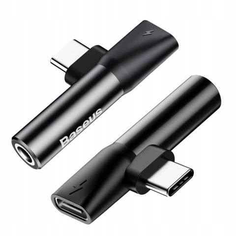 Baseus adapter L41 USB-C do USB-C - jack 3,5 mm czarny