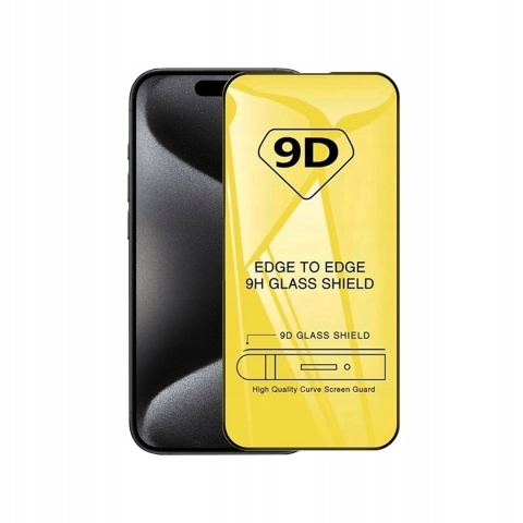 Szkło hartowane 9D do iPhone 15 Pro 6,1 czarna ramka