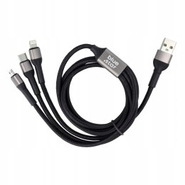 BLUE STAR kabel 2,4A 3w1 USB A do Lightning / Micro USB / Typ C 1,2 m