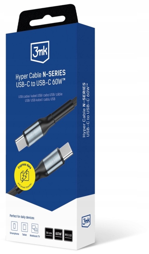 Kabel USB C - USB C 60W 50cm 3MK Hyper Cable N-Series