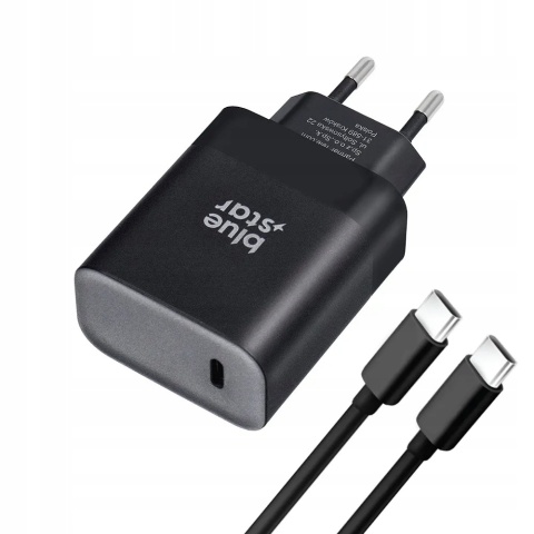 Ładowarka sieciowa do telefonu Blue Star USB C QC4.0 PD 3A 45W + kabel USB C do USB C TFB-TC- 45WPD czarna