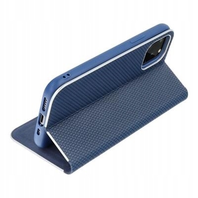 Etui z klapką na Samsung A51 Luna Book Carbon niebieskie
