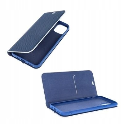 Etui z klapką na Samsung A51 Luna Book Carbon niebieskie