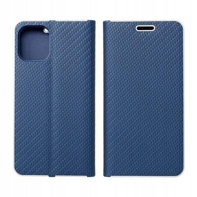 Etui z klapką na Samsung A51 Luna Book Carbon niebieskie