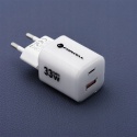 FORCELL F-ENERGY Crystal Color GaN III VT-41 ładowarka sieciowa z silikonowym kablem 1 x Typ C + 1 x USB A PD QC4.0 33W biała