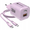 FORCELL F-ENERGY Crystal Color GaN III VT-41 ładowarka sieciowa z silikonowym kablem 1 x Typ C + 1 x USB A PD QC4.0 33W fioletow