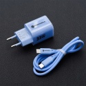FORCELL F-ENERGY Crystal Color GaN III VT-41 ładowarka sieciowa z silikonowym kablem 1 x Typ C + 1 x USB A PD QC4.0 33W niebiesk