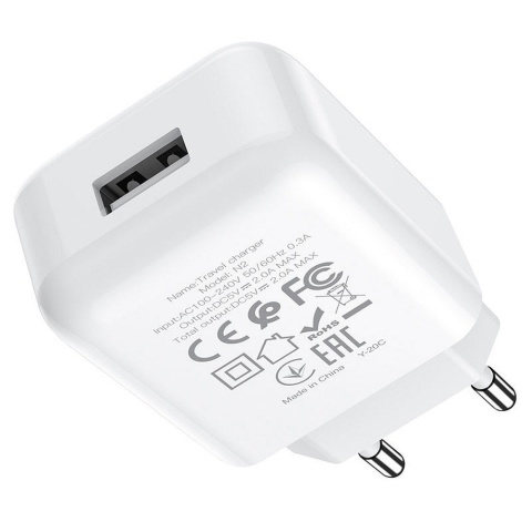 HOCO ładowarka sieciowa USB 2A N2 Vigour biała