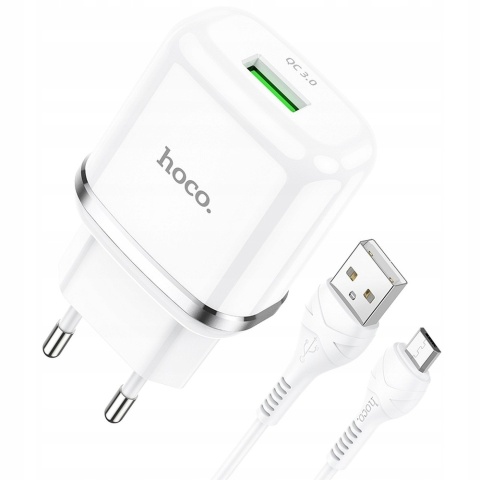 HOCO ładowarka sieciowa USB 3A QC3.0 Fast Charge Special Single Port z kablem Micro N3 biała