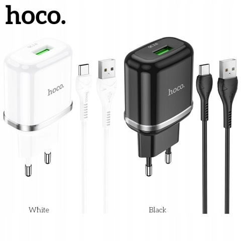 HOCO ładowarka sieciowa USB 3A QC3.0 Fast Charge Special Single Port z kablem Micro N3 biała