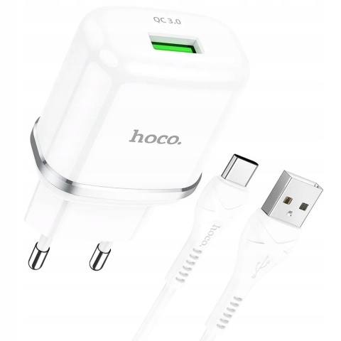 HOCO ładowarka sieciowa USB 3A QC3.0 Fast Charge Special Single Port z kablem Micro N3 biała