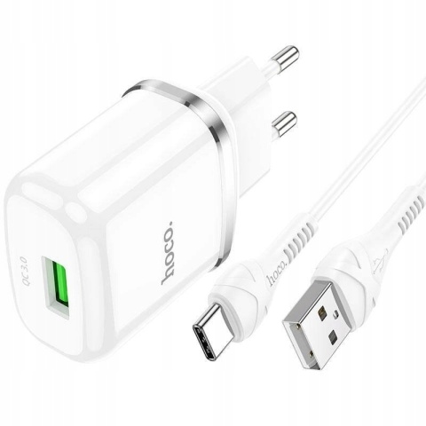 HOCO ładowarka sieciowa USB 3A QC3.0 Fast Charge Special Single Port z kablem Micro N3 biała