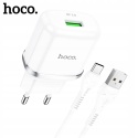 HOCO ładowarka sieciowa USB 3A QC3.0 Fast Charge Special Single Port z kablem Micro N3 biała