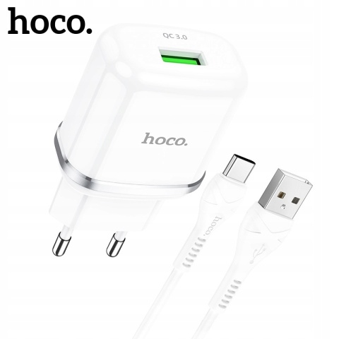 HOCO ładowarka sieciowa USB 3A QC3.0 Fast Charge Special Single Port z kablem Micro N3 biała