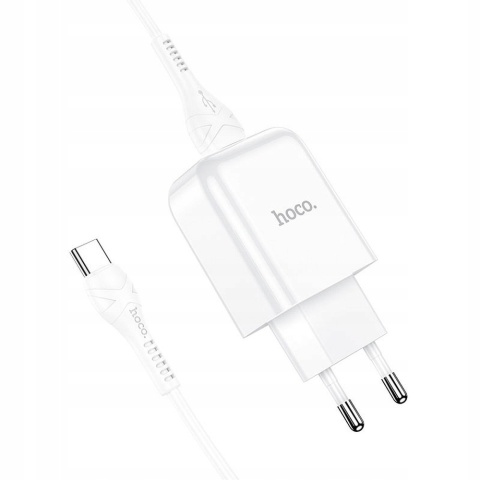 HOCO ładowarka sieciowa USB + kabel Typ C 2.1A N2 Vigour biała