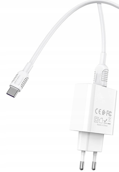 HOCO ładowarka sieciowa USB + kabel Typ C 2.1A N2 Vigour biała