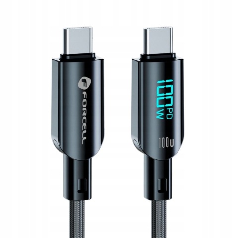 Kabel USB C do USB C Forcell F-Energy QC4.0 PD 5A 100W Digital 1,2 m C277 czarny