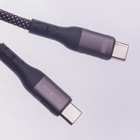 Maxlife kabel magnetyczny MXUC-11 USB-C - USB-C 1,0 m 100W czarny nylonowy