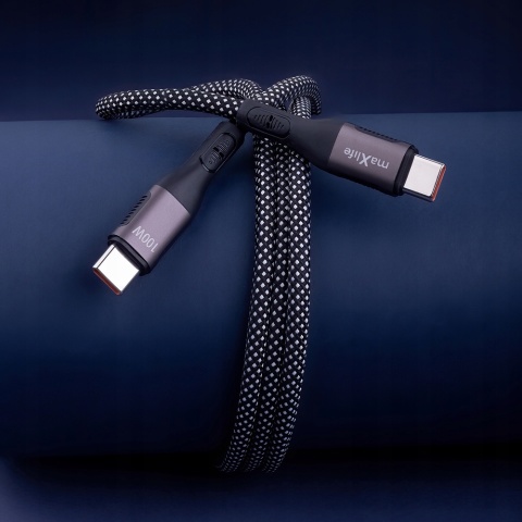 Maxlife kabel magnetyczny MXUC-11 USB-C - USB-C 1,0 m 100W czarny nylonowy