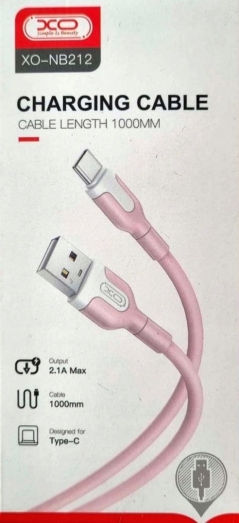 XO kabel NB212 USB - USB-C 1,0 m 2,1A różowy