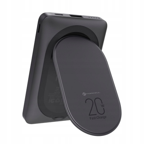 Powerbank zgodny z MagSafe Forcell F-Energy MagStand F10K2 QC3.0 PD 5A 20W 10000 mAh czarny