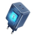 Ładowarka sieciowa do telefonu Forcell F-Energy GaN III Crystal Color 2x USB C AVS SSFC3.0 60W + kabel USB C do USB C VT-60 gran