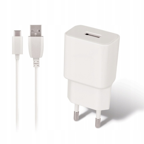 Maxlife ładowarka sieciowa MXTC-01 1x USB 2,1A biała + kabel USB-C