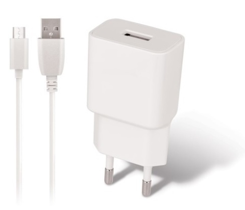 Maxlife ładowarka sieciowa MXTC-01 1x USB 2,1A biała + kabel USB-C