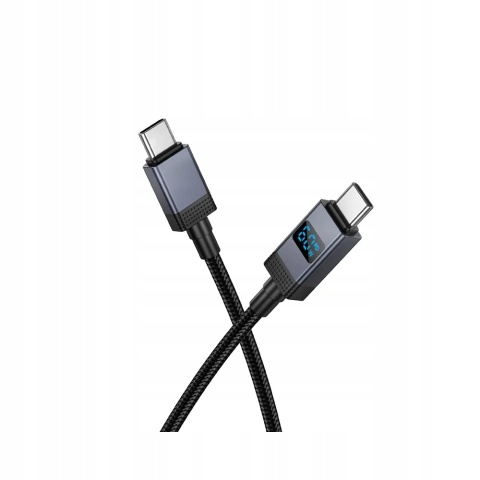 Kabel USB C do USB C Hoco 3A 60W z wyświetlaczem 1 m X118 czarny