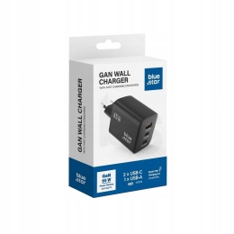 Ładowarka Sieciowa Blue Star Uniwersalna GaN ze złączami 2x USB C 1x USB A - 4A 65W z funkcją ładowania PD i QC 4.0