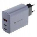 Ładowarka sieciowa do telefonu Forcell F-Energy GaN 2 x USB C + USB A QC4.0 PD 4A 65W VT-42B szara