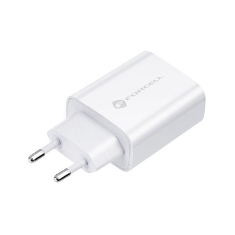 Ładowarka sieciowa do telefonu Forcell F-Energy USB C QC4.0 PD 3A 25W + kabel USB C do USB C TFK-TC-25WPD biała