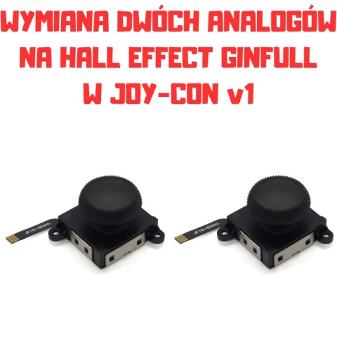 Wymiana Dwóch Analogów w Nintendo Switch Joy-Con v1 na Magnetyczne Halla Ginfull - Czarny