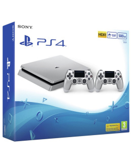 PlayStation 4 Slim 500GB PS4 Silver + 2 Pady Dualshock 4 | Używane