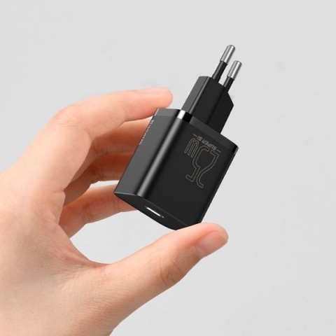 Baseus ładowarka sieciowa Super Si PD 25W 1x USB-C czarna + kabel USB-C - USB-C