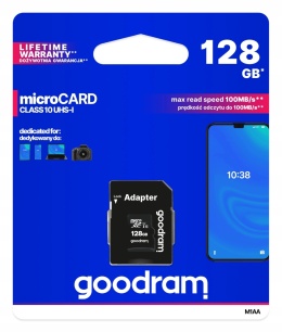 GOODRAM karta pamięci microSD 128GB 100MB/s class 10 UHS I z adapterem SD